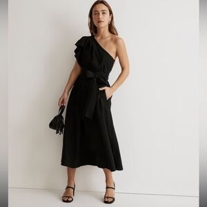 Madewell Black One Shoulder Cotton Maxi Dress Size 6